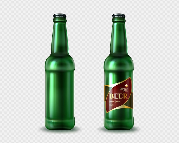 Collection of realistic beer bottles