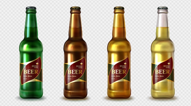 Collection of realistic beer bottles