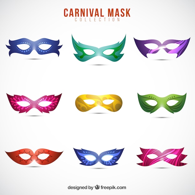 Free Vector collection of realistic carnival masks with different designs