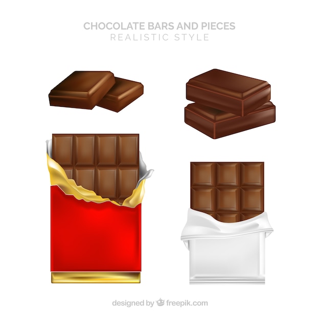 Collection of realistic chocolate bars