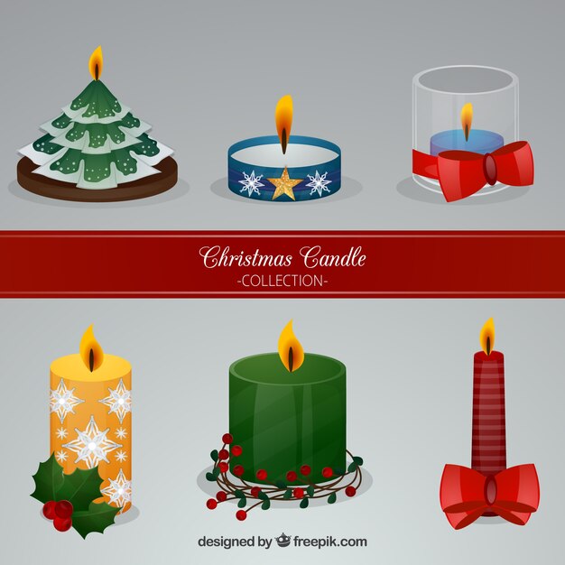 Collection of realistic christmas candles