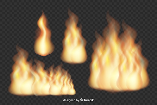 Free vector collection of realistic fire flames