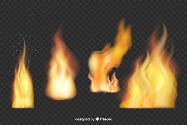 Free vector collection of realistic fire flames