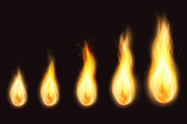 Collection of realistic fire flames