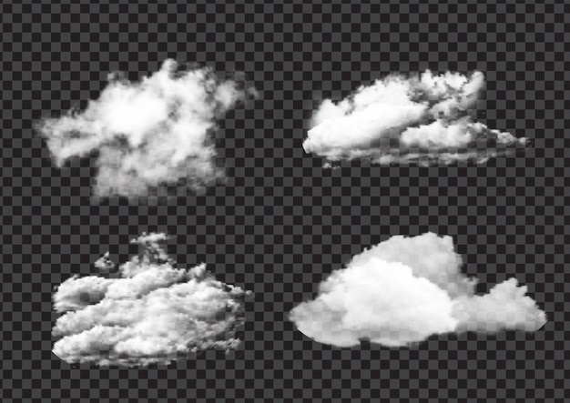 Collection of realistic flurry white cloud designs