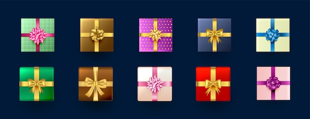 Free Vector collection of realistic gift box design for christmas or new year