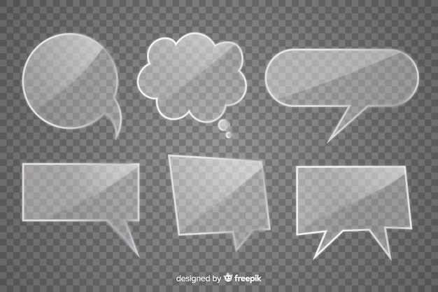 Collection of realistic glass speech bubbles