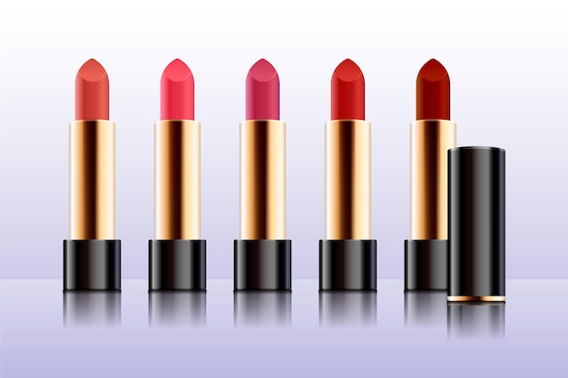 Free Vector collection of realistic lipsticks with different colors