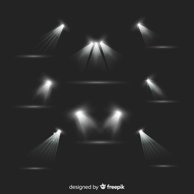 Free Vector collection of realistic spotlight illumination