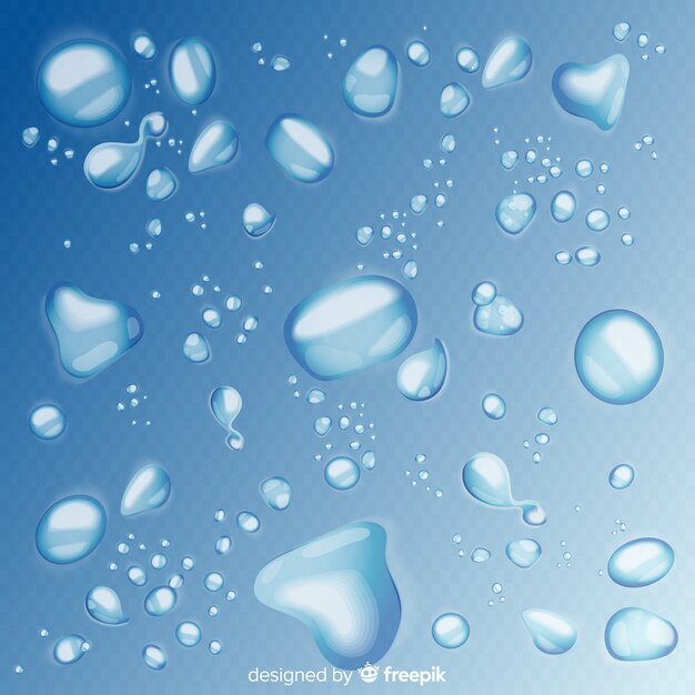 Collection of realistic water drops