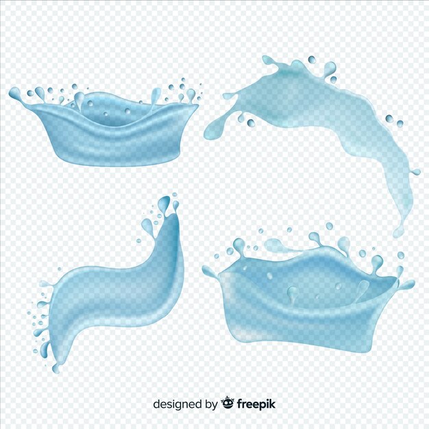 Collection of realistic water splashes