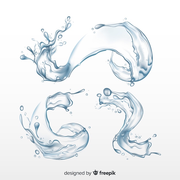 Collection of realistic water splashes