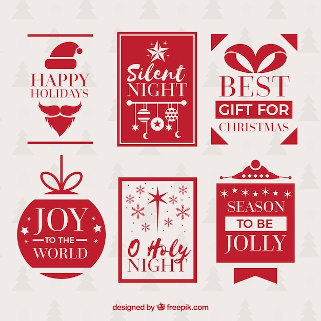 Collection of red retro christmas badge