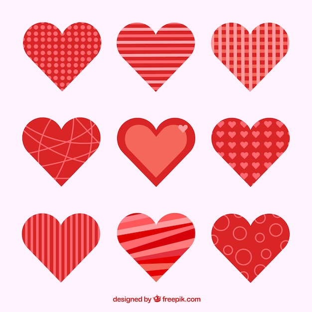 Free Vector collection of red valentine hearts