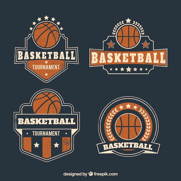 Free Vector collection of retro basketball badges