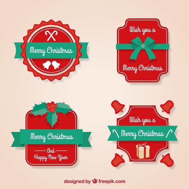 Free Vector collection of retro christmas sticker