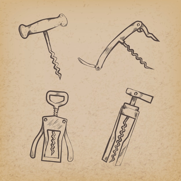 Free vector collection of retro corkscrews on paper