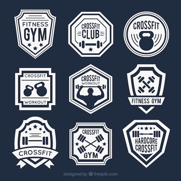 Free vector collection of retro crossfit stickers