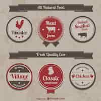 Free vector collection of retro farm food labels and icons