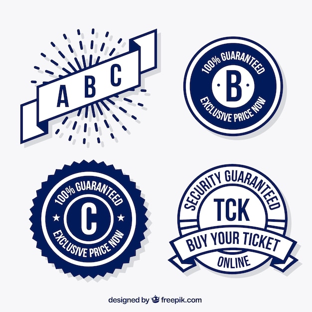 Free Vector collection of retro navy blue badges