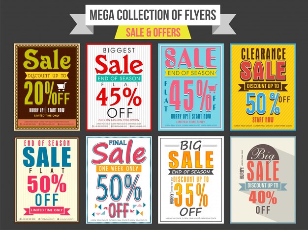  Collection of Sale and Discount Offer flyers, templates and banners design