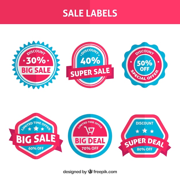 Collection of sale sticker in flat design