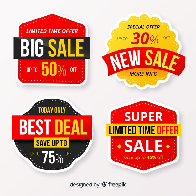 Collection of sales label flat style