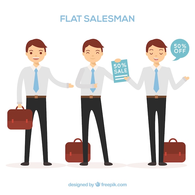 Free Vector collection of salesman characters in flat style