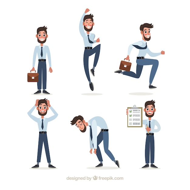 Free vector collection of salesman in different positions