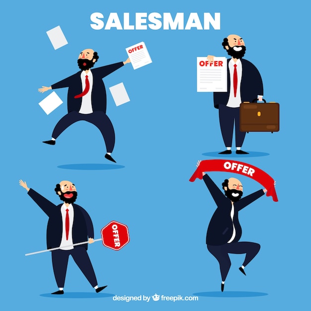 Free vector collection of salesman in different positions