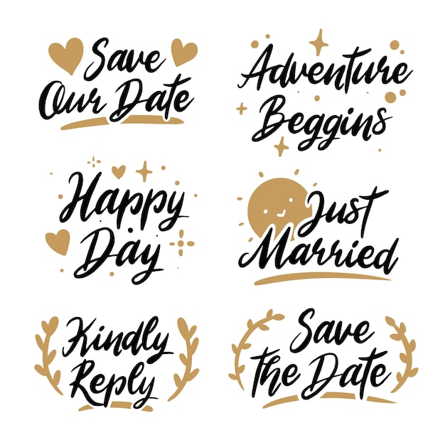 Collection of save the date lettering