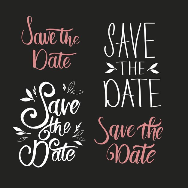 Collection of save the date wedding lettering