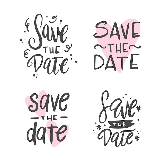 Collection of save the date wedding lettering