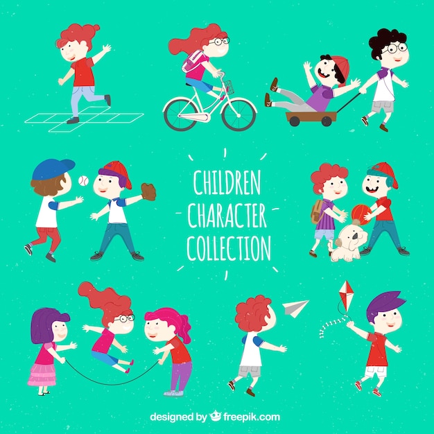 Free Vector collection of scenes with kids playing