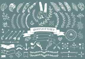 Free vector collection set of hand sketched label ornament