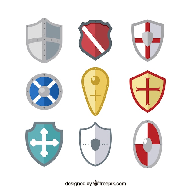 Free Vector collection of shields in flat design