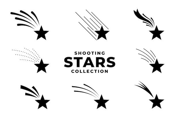 collection of shooting stars trail icon element design