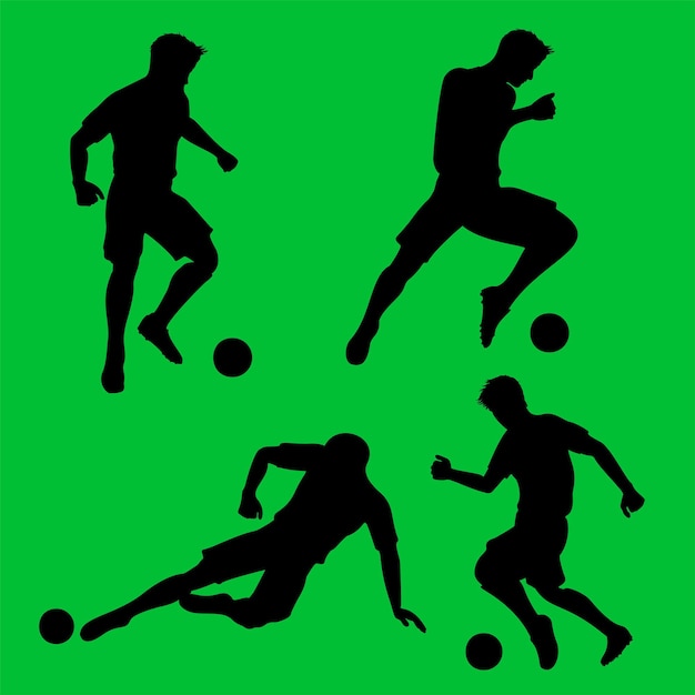 Free Vector collection of silhouettes of footballers or soccer players