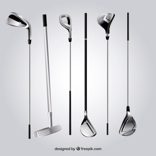 Free Vector collection of silver golf clubs