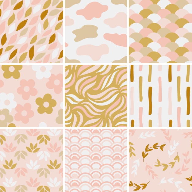 Collection of simple pattern vectors illustration