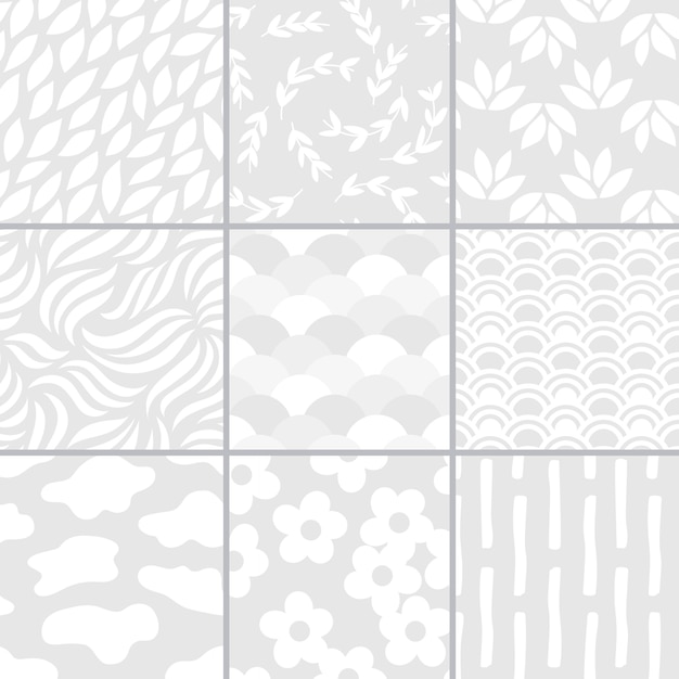 Collection of simple pattern vectors illustration