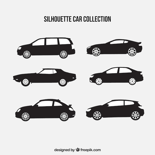 Collection of six car silhouettes