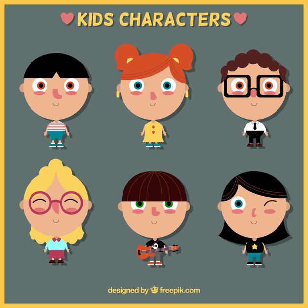 Collection of six cute avatars for children's day