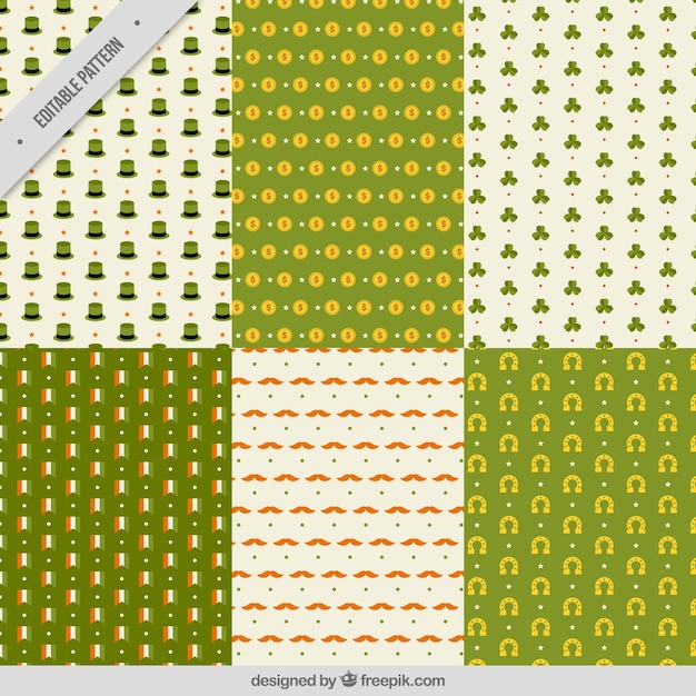 Collection of six flat patterns for st patrick's day