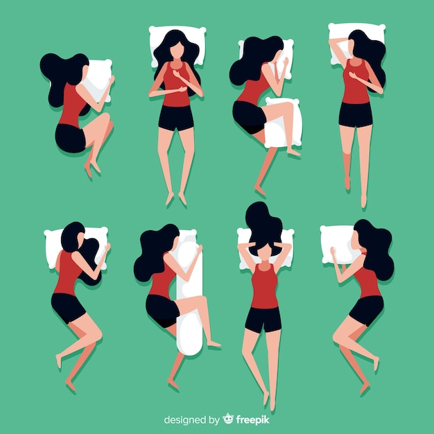 Free Vector collection of sleeping poses in flat style