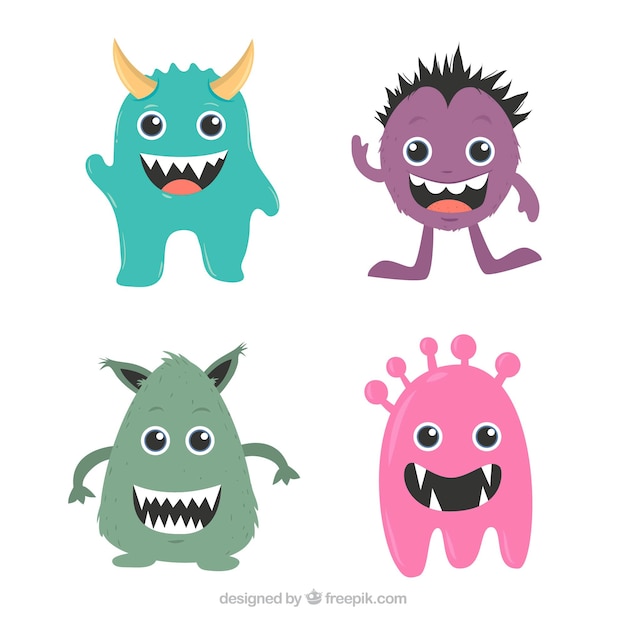 Free vector collection of smiling monsters