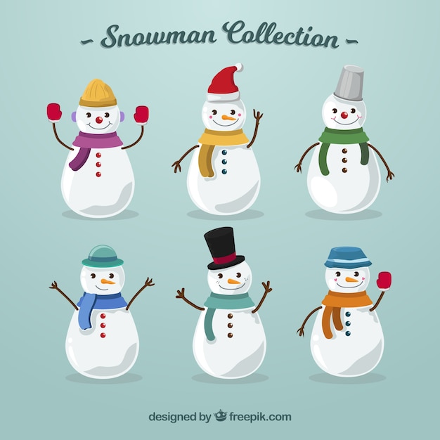 Free Vector collection of snowmen