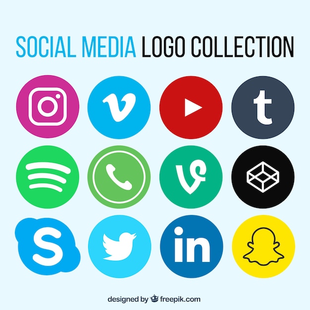 Collection of social network logos in flat design