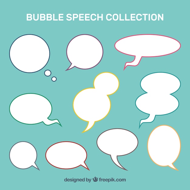 Collection of speech bubble with colored stroke