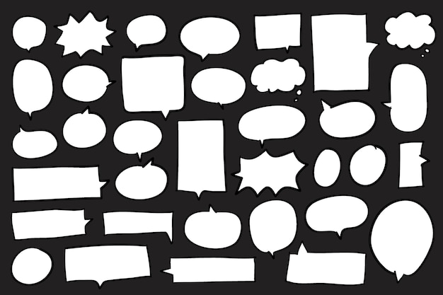 Collection of speech bubbles on black background vector